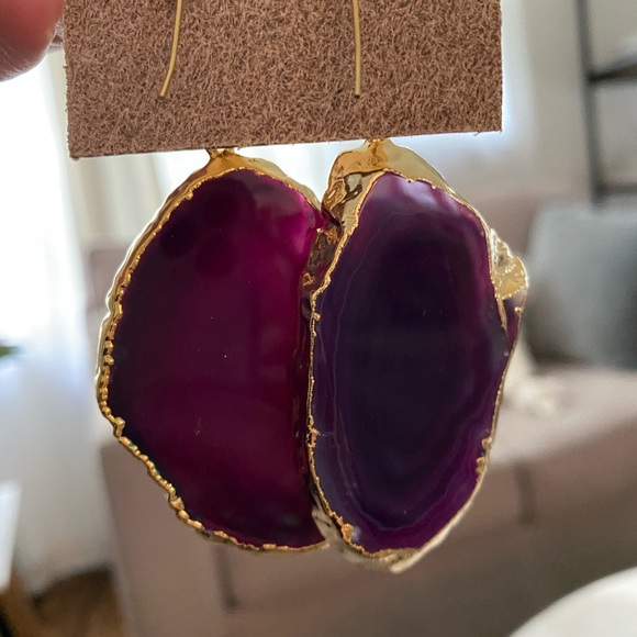 Dara Ettinger ALICE Agate Slice Earrings in Beige - Picture 2 of 4